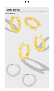 Detailed macro view of S925 sterling silver hoop earrings with vertical wavy textures