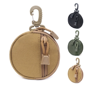 Round Tactical Molle Pouch Portable Oxford Cloth Key Wallet Coin Purse With Hook For Outdoor Hiking EDC Bag
