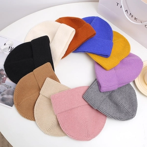 Solid Color Knitted Beanie Hat For Women Men Winter Warm Soft Sheep Cashmere Blend Ribbed Skull Cap Casual Fashion Headwear