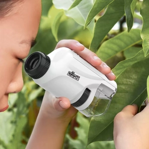 Portable Handheld Optical Microscope Educational Science Toy With LED Light ABS Material For Kids Students