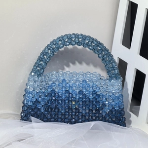 Handmade Beaded Crossbody Bag Acrylic Woven Gradient Color Summer Beach Small Handbag Fashion Pouch