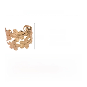 Detail view of gold floral double-layer open cuff with size and weight specifications