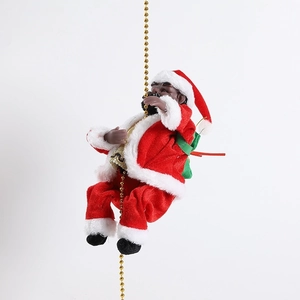 Black Santa Claus climbing golden bead chain musical electric holiday decoration