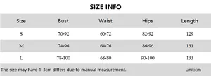 Detailed size chart for sexy U-neck ruched bodycon dress with measurements in centimeters