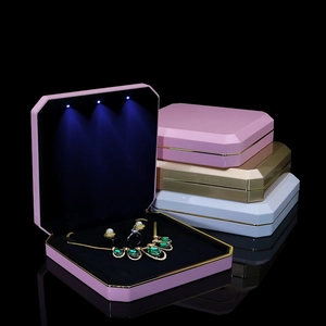 Octagonal LED jewelry gift box set for necklaces and earrings in multiple colors