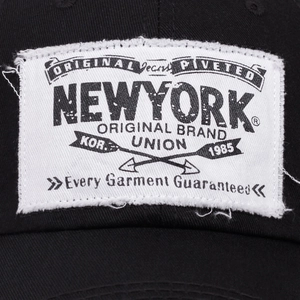 Streetwear black cotton baseball cap featuring vintage NEW YORK embroidery patch