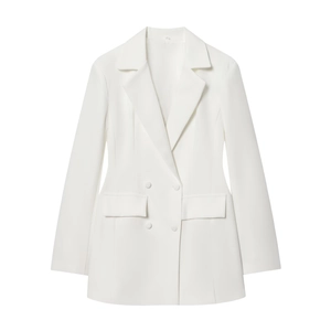 Robe Blazer Élégante À Double Boutonnage Femmes Manches Longues Revers Taille Ajustée Mini Bureau Fête Polyester