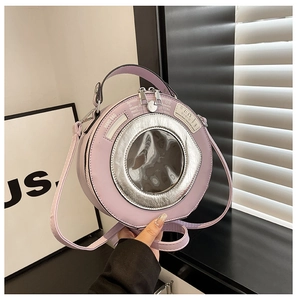 Creative pink washing machine shaped crossbody bag with detailed control panel and handle