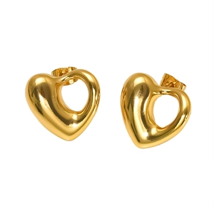 Orecchini a lobo a forma di cuore in oro 18K con finitura lucida a specchio