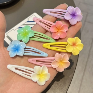Plumeria Flower Hair Clips Resin Alloy Frangipani BB Hairpins Sweet Colorful Summer Vacation Accessories For Girls Women