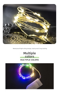 Waterproof LED copper wire fairy lights with warm white and multicolor display effects