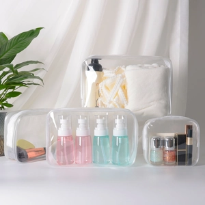 Transparent PVC Makeup Bag Waterproof Portable Travel Toiletry Zipper Storage Pouch Clear Large Capacity