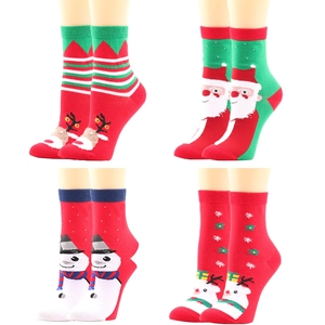 Vierer-Set festliche Weihnachtssocken mit Rentier-, Weihnachtsmann- und Schneemannmotiven