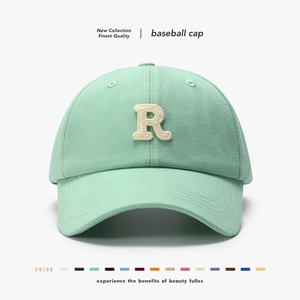 Cotton Baseball Cap With Chenille Letter R Embroidery Classic Adjustable Breathable Sun Protection Hat Women Men