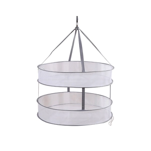 Double-layer gray and white mesh drying basket with windproof hook for sweaters