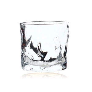 Ins style twisted glass whisky tumbler with transparent irregular ripple texture