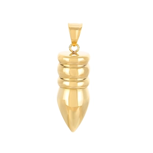 Polished gold plated stainless steel bullet pendant necklace for men in hip hop style