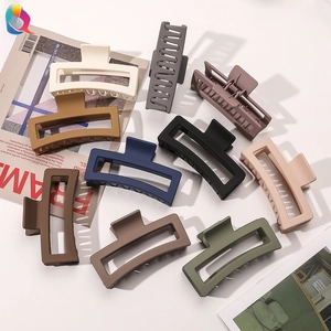 Matte square hollow hair claws set in 10 Morandi colors with metal spring detail