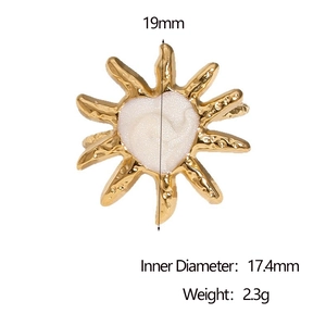 Minimalist 18k gold plated stainless steel heart sun open ring for women jewelry