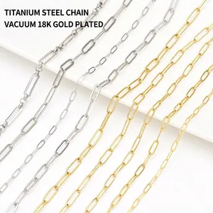 DIY Jewelry Making Chain Stainless Steel 18K Gold Plated Paperclip Long Link Necklace Bracelet Findings