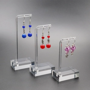 Acrylic Earring Display Stand Transparent L Shaped Jewelry Holder Desktop Organizer For Studs And Dangle Earrings