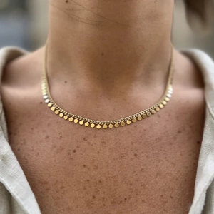 Round Disc Pendant Necklace 18K Gold Plated Stainless Steel Minimalist Elegant For Women