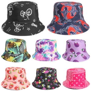 Wendehut Fischerhut Paisley Erdbeere Fruchtmuster Polyester Sonnenschutz Outdoor Casual Streetwear Unisex