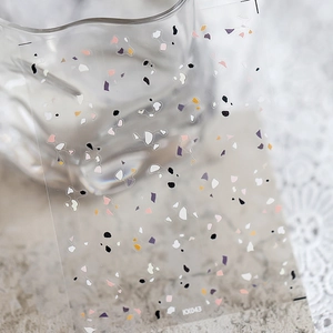 Japanese style colorful terrazzo nail stickers with ultra-thin adhesive backing KX043
