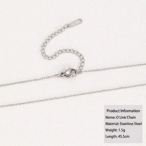Detail of 45.5cm stainless steel cable chain with lobster clasp and extension link