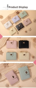 Detailed close-up of colorful minimalist short wallets with gold metal twist locks