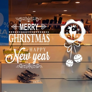 Autocollants de Noël réutilisables avec rennes et flocons pour vitrines de magasin