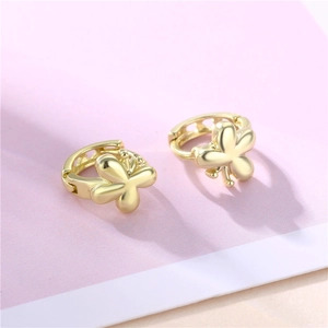 Exquisite 18K gold butterfly hoop earrings with a delicate hollowed forest-style design