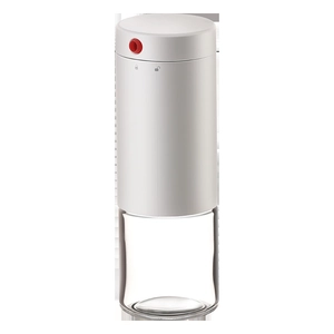 Leak-proof glass oil dispenser with white automatic cap for kitchen condiments