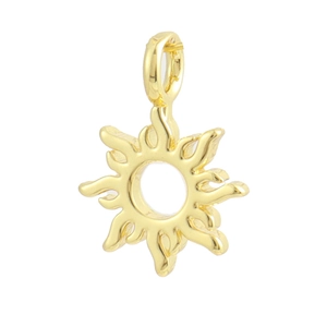 Close-up of golden sun pendant with zircon setting for DIY necklace and bracelet crafting