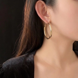 Orecchini A Cerchio Minimalisti Alla Moda Per Donna Placcati In Oro Vero Cerchio Cavo Gioielli Con Perno In Argento Stile Elegante