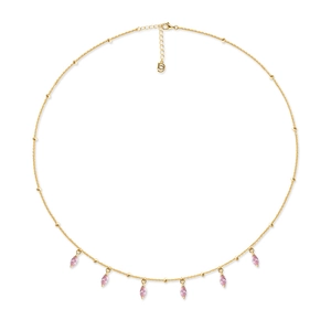925 Sterling Silver Chain Necklace With Pink Marquise Zircon Copper Pendant Minimalist Clavicle Jewelry For Women