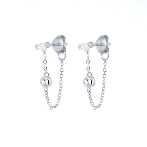 Elegant S925 silver fringe earrings with sparkling round cubic zirconia for women