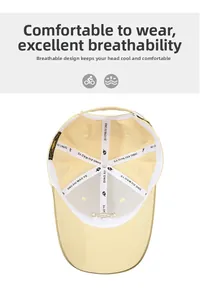 Detail view of khaki baseball cap interior showing breathable mesh and adjustable buckle