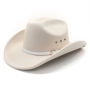 Western Cowboy Hat Cotton Polyester Felt Wide Brim Breathable Vents Retro Ethnic Style Outdoor Travel Fedora Men Women