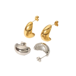 Minimalist 18K gold plated teardrop stud earrings in gold and silver finish set