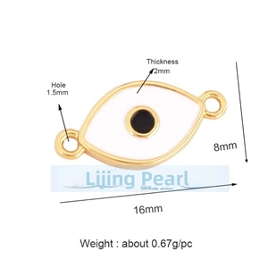 Detailed size specifications of gold-plated evil eye connector for jewelry making