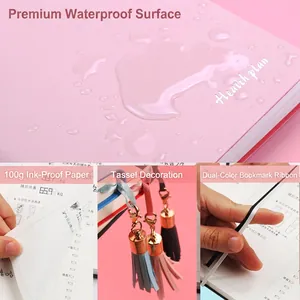 Agenda rosa in pelle impermeabile con nappa e carta premium da 100g