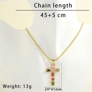 Detaillierte Größentabelle mit Kreuzanhänger Maßen 24x41mm und Kettenlänge 45+5cm