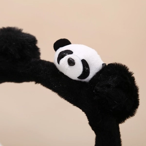 Cute plush panda earmuffs for kids and adults, soft and warm winter ear warmers