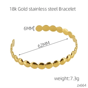 Technical drawing of 18K gold stainless steel bangle with 6mm width and 62mm diameter