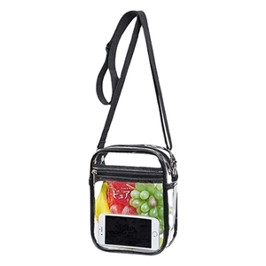 Transparent PVC waterproof crossbody travel bag with adjustable strap and front pocket