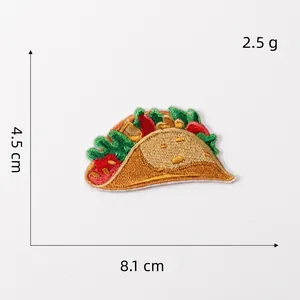 Colorful taco embroidered patch for Mexican fiesta crafts, size 8.1cm x 4.5cm