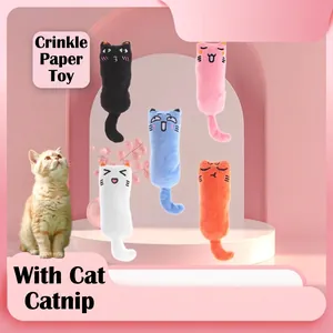 Catnip Plush Toy Funny Expression Thumb Shape Bite Resistant Crinkle Paper Soft Cartoon Interactive For Cats