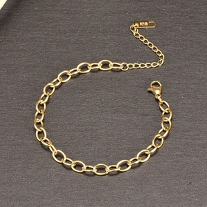 Elegante bracciale in acciaio inossidabile placcato oro 18 carati con chiusura a moschettone