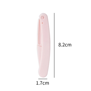 Pink folding eyebrow razor set for beginners with safe blade design and 8.2cm size